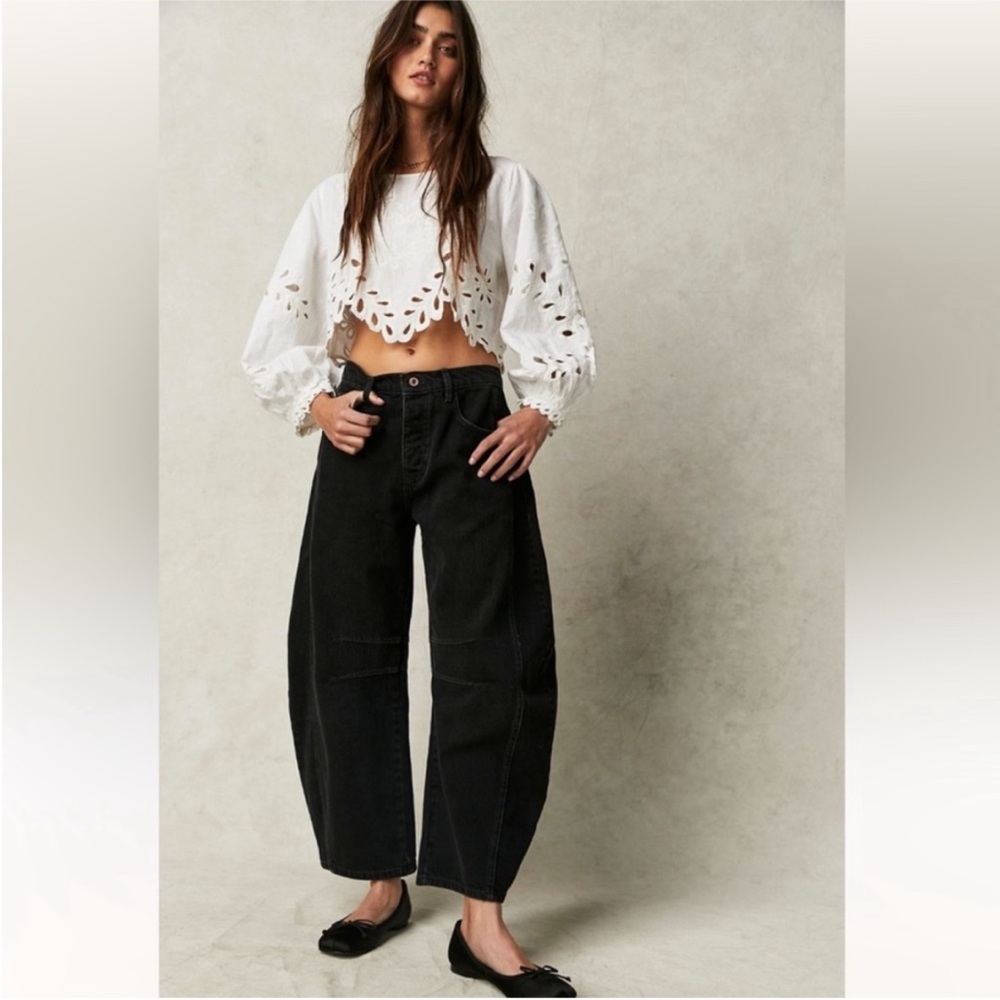 We The Free Black Wide-Leg High-Rise Jeans